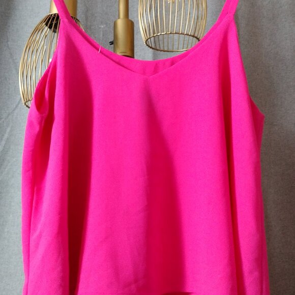 Paper Crane Hot Pink Layered Camisole Tank Top Size Large | Flowy Cami - Picture 3 of 7